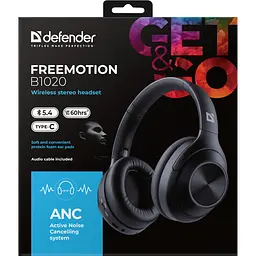 Гарнітура Defender FreeMotion B1020, Bluetooth, ANC, чорна - мініатюра 9