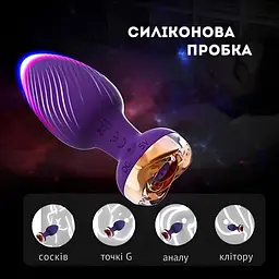Анальна пробка Passion Rose силіконова з вібрацією і пультом 3.5х8.5 см фіолетова (4821002030293) - мініатюра 3