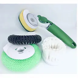 Щітка для миття посуду Rise-UP AUTOMATIC LIQUID CLEANING BRUSH із дозатором та насадками багатофункціональна, Kitchen Master Зелений 85889 - мініатюра 8