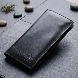 Вертикальне шкіряне портмоне унісекс Grande Pelle 11556 темно-синій - мініатюра 1