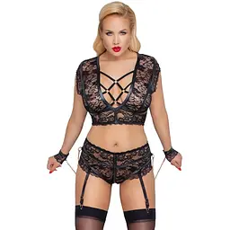 Комплект Cottelli Bondage Bra Set 4XL чорний