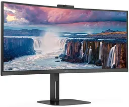 Монітор 34 вигнутий AOC CU34V5CW/BK WQHD 2560x1440 VA 100Гц 1 мс з колонками та USB-хабом чорний - мініатюра 3
