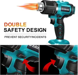 Бездротовий термофен, сумісний з акумулятором Makita 18V LXT, 3 насадки, 2 температурні режими, максимальна температура - мініатюра 3