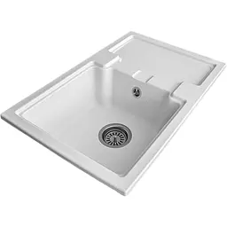 Мийка кухонна Valetti 78N гранітна 620х425 мм біла - мініатюра 2