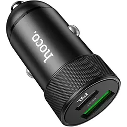 Автомобільний зарядний пристрій Hoco Z32B 20W PD Type-C + QC3.0 (1USB/3A) Black - мініатюра 2