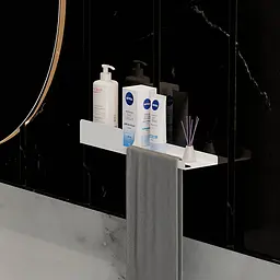 Полиця в ванну кімнату Nice & Cozy Combo з отвором для рушників біла - мініатюра 3