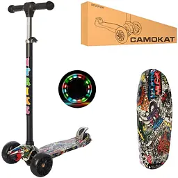 Самокат дитячий iTrike 40х13х70-89 см Різнобарвний 000222658