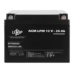 Акумулятор LogicPower AGM LPM 12V - 26 Ah під болт М5