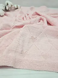 Дитячий плед ручної роботи 90х90 a.l.babybox Сердечки рожевий - мініатюра 3
