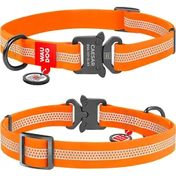 Нашийник для собак Waudog Waterproof, коллартекс, водостійкий, світловідбивний, з QR паспортом, металева пряжка-фастекс, XL, 35-58х2,5 см, помаранчевий - мініатюра 3