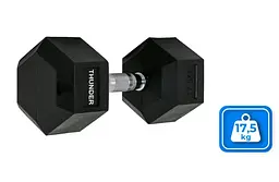 Гантель шестигранна Thunder 17,5 кг (HEXAGONAL-DUMBBELLS-17,5K) - мініатюра 2