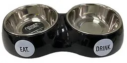 Подвійна миска для собак і котів Hungry 51DN, 2 × 175 мл, чорна