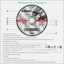 Круг відрізний Sigma по металу та нержавіючій сталі 115x1.0x22.2мм, 13300об/хв (1940001) - мініатюра 4
