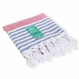 Рушник пештемаль Lovely Svi бавовняний, пляжний, хамам, spa - XХL 100x180 см Red/Blue Stripes (9032025)