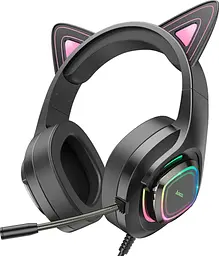 Навушники HOCO W107 Cute Cat Phantom Cat ігрові зі світними котячими вушками