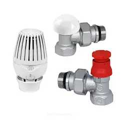Комплект термостатичний Giacomini R460X033 ЕКО 1/2” кутовий 2 крана + термоголовка 30412