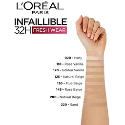 Тональний крем для обличчя L'Oreal Paris Infaillible 32H Fresh Wear Foundation SPF 25 відтінок 120 (Golden Vanilla) 30 мл - мініатюра 2