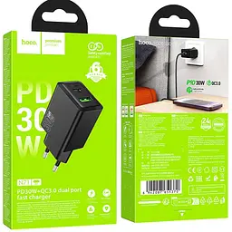 МЗП Hoco N71 Nuevo PD30W+QC3.0 (1USB-A/1C) Black - мініатюра 5