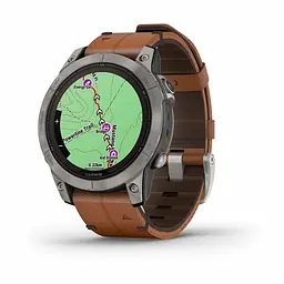 Смарт-годинник Garmin Fenix 7 Pro Sapphire Solar Titanium with Chestnut L. Band (010-02777-30) - мініатюра 5