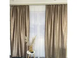 Штори софт-велюр блекаут кавового кольору 2шт. 150х270 з білим шифоновим тюлем 400х270 ALBO pbe0052650 - мініатюра 4