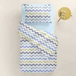 Дитяча постільна білизна в ліжечко ZIGZAG CS2, небесний (ZigBlueSkyBeige_58LightBlue_140) - мініатюра 2