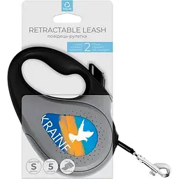 Повідець-рулетка для собак Waudog R-leash Прапор, світловідбиваючий, S, до 15 кг, 5 м, чорний - мініатюра 3