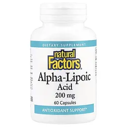 Альфа-ліпоєва кислота Natural Factors Alpha-Lipoic Acid 200 mg, 60 капсул для антиоксидантного захисту