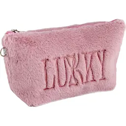 Косметичка Lukky бузкова плюшева з логотипом (T21390) - мініатюра 3