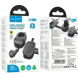 Фільтр HOCO NS7 на 1 розетку + 2 USB + USB-C, 20W, кабель 1.1 м, 220В, Black, Box - мініатюра 4
