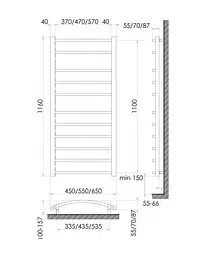 Рушникосушка електрична Heizung EG 11/55 права з терморегулятором 1160x550 мм 30412 - мініатюра 2