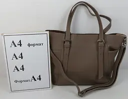 Жіноча шкіряна сумка з двома ручками Borsacomoda Бежева - мініатюра 9
