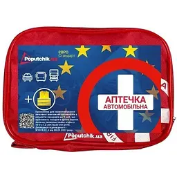 Аптечка медична автомобільна Poputchik Євростандарт згідно ТУ+жилет м'який футляр (02-024-М) 