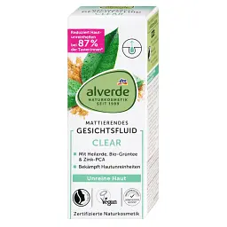 Флюїд для обличчя Alverde Naturkosmetik Clear прозорий з цілющою гряззю та екстрактом зеленого чаю 50 мл - мініатюра 2