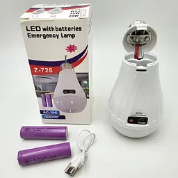 Світлодіодна LED-лампа 20 W акумуляторна з ліхтарем (знімні 2 × 18650) - мініатюра 3