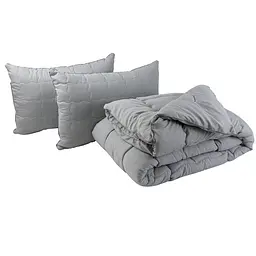 Набор одеяло с подушками Руно - Soft Line серый евро 200х220+2 шт-50x70 см теплый 300 гр/м2 (28707)