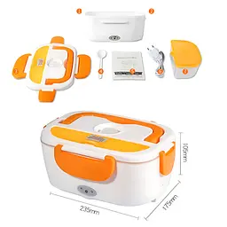 Ланчбокс з підігрівом їжі 220 V, Electric lunch box, ланч-бокс Помаранчевий - мініатюра 4