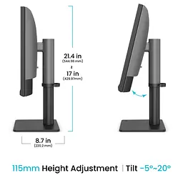 Монітор TFT 27 BenQ PD2706QN, QHD, IPS, HDMI, DP, USB-C, HAS, Pivot, колонки, темно-сірий - мініатюра 9