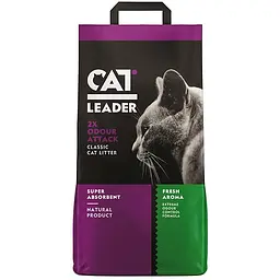 Cat Leader Classic 2xOdour Attack Fresh 10 кг подвійна свіжість супер вбираючий наповнювач в кошачий туалет