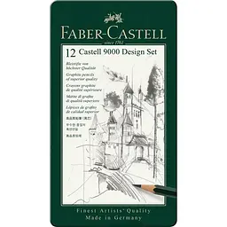Набір графітних олівців "Faber-Castell" /119064/ 12 шт. 5Н-5В у металевій коробці (1/5)