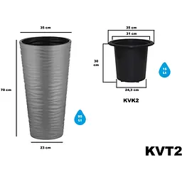 Вазон для квітів Serinova Kumsal 16 л антрацит (20-KVT207102-200100) - мініатюра 3