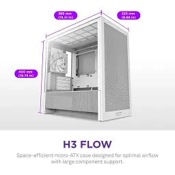 Корпус для ПК NZXT H3 Flow All White (CC-H31FW-01) - мініатюра 2