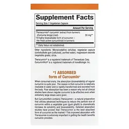 Екстракт куркуміну теракурмін 30 мг CurcuminRich Theracurmin Natural Factors 30 вегетаріанських капсул - мініатюра 3