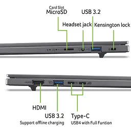 Ноутбук ACER Aspire 16 AI OLED A16-61M-R3B6, AMD Ryzen AI 5 330 до 4.5GHz, 16" WUXGA, 16GB, SSD 1TB, AMD Radeon 820M, Free Dos - мініатюра 11