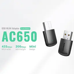 Адаптер Wi-Fi Ugreen AC650 11ac Dual-Band USB 2.0 (CM448) - мініатюра 6