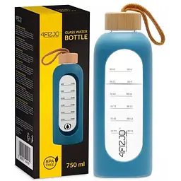 Пляшка для води 4FIZJO спортивна 750 мл скляна Blue (P-5905973404181)