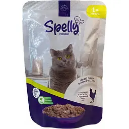 Вологий корм Spelly для дорослих котів курка в желе 85 г