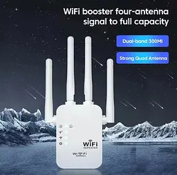 Бездротовий Wi-Fi підсилювач-повторювач (репітер) сигналу 300 Мбіт/с, 2.4 ГГц, з подовженням радіусу дії - мініатюра 10
