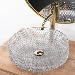 Умивальник Rea Cristal 39 transparent накладний REA-U8881, Прозорий - мініатюра 4