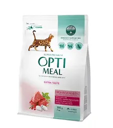 Сухий корм для дорослих котів Optimeal з телятиною, 200 г
