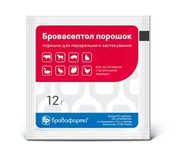 Антимікробний порошок для тварин і птиці Бровафарма Бровасептол, 12 г